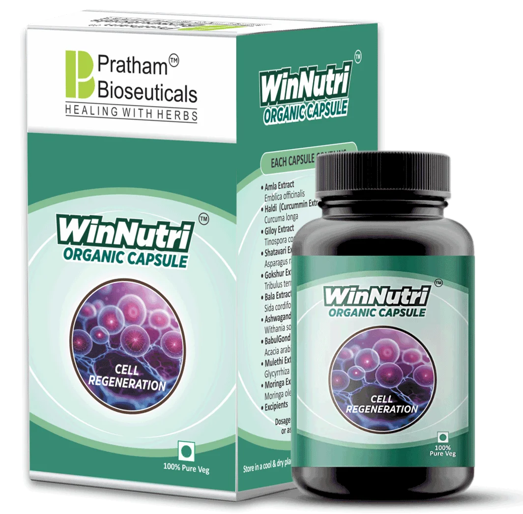 WinNuttri Organic CapsuleWinNuttri Organic Capsule supports cellular regeneration, metabolic balance, and immune modulation. The formulation integrates antioxidant rich botanicals with micronutrients essential for cellular defense mechanisms. Bioactive compounds assist inflammatory regulation and tissue recovery processes. Immunomodulatory constituents support systemic resilience during metabolic stress and therapeutic recovery phases. Nutritional components assist physiological adaptation and cellular turnover...